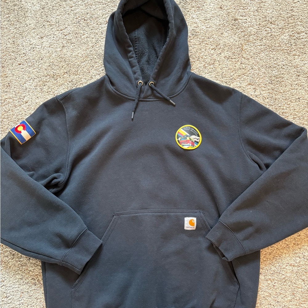 Carhartt Blue Men's Hoodie with Patches